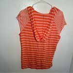 New York & Co. Hooded T-Shirt Coral White Stripes Photo 6