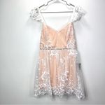 Lulus NWT  Twirl the Night Away White Embroidered Lace Mini‎ Skater Dress LARGE Photo 4