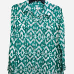Chico's CHICO’S Green White Ikat Button Down Shirt 1 M 8 Boho Coastal Resort Travel Photo 0