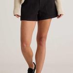 Quince Stretch Crepe High Rise Pleated Shorts Classic Black Plus Size Photo 0