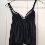 🛍 Black babydoll top. Pleather material / sheer Size XS Photo 1