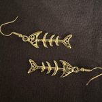 Silver fish bones earrings Gold Photo 0