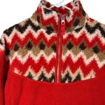 Aerie  Women's Red Fleece Geometric Print Quarter Zip Pullover Sweatshirt Size S Photo 1