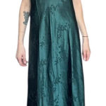 Byer California California Dynasty medium RARE & vintage green satin slip dress, nightgown​ Photo 0