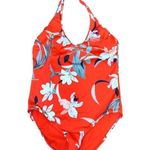 Athleta Waimea Plunge Once Piece Swimsuit Womens Small Red Floral Print Halter Photo 0