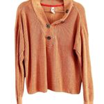 Daily Practice Peach Speckled Waffle Knit Button Neck Lounge Top Size XS Orange Photo 1