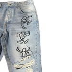 ZARA  Destroyed Distressed Graffitti Jeans 36 Baggy Loose Crop Womens Mens Unisex Photo 2
