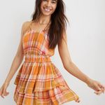 Aerie NWT  Plaid Ruffle Mini Dress halter Photo 0
