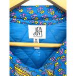 DRA Los Angeles Quilted Floral Print Button Front Jacket Medium Blue Yellow Pink Photo 2