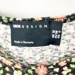 ASOS Design Black Ditsy Floral Print Puff Sleeves Tiered Smock Dress, Size 6 Photo 2