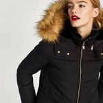 ZARA Quilted Long Sleeves Down Puffer Jacket With Textured Hood Warm Winter Photo 0