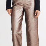 Madewell  High Rise Slim Emmett Wide-Leg‎ Crop Pants Bronze Metallic Size 25 Photo 0