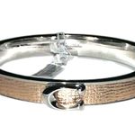 Coach Rose Gold Silver Tone Signature Logo Push Hinged Magnetic Bangle Bracelet Photo 3