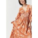Free People Golden Hour Maxi Dress Bohemian Floral Dainty Tan Neutral Medium Photo 12