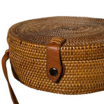 Source Unknown Ratan Round Woven braided Tan canteen Crossbody‎ Bag Photo 3