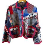 Vtg Kay Louise OOAK Red White Blue Patchwork Cotton Jacket Boho Handmade M/L Size L Photo 1