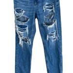 American Eagle Mom Jeans Womens 4 X-Short Medium Wash Distressed Crossover Waist Photo 2
