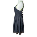 Vera Wang Princess  Black Polka Dot Neon Yellow Trim Belted Chiffon Dress Size 5 Photo 4