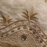 Anne Carson Linen Embroidered Beaded Midi Skirt Sz 6 Midi Slit Front Embellished Photo 7