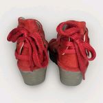 Fly London  Yema Peep Toe Wedge Bootie Shoe Red Boho‎ Lagenlook Hippy Sz 36 Photo 5