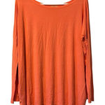 Piko  Women Orange Long‎ Sleeve Boat Neck Oversized Stretch Shirt M Bamboo Photo 0