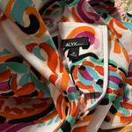 ALYX size 16 printed stretch twill dress sleeveless zip close back bright colors Orange Photo 7