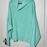 Free People Teal Blue Chunky Oversized Baggy Slouchy Turtleneck Sweater Medium Photo 0