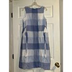 J. Jill Love Linen Gingham Tie Waist‎ Dress Blue White Checkered Casual Comfy Photo 4