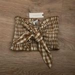 Anthropologie Brown White MABLE Gingham Checkered Bandeau Top Crop Tie Front Photo 3