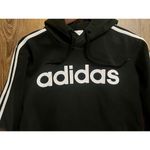 Adidas  Sweatshirt Hoodie Black 3-Stripe‎ Logo Stitched Women's Sz Small EUC Photo 5