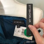 My Michelle NWT Teal Blue Crushed Velvet Dress Fit and Flare Photo 2