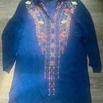 Soft Surroundings Sheer Blue Floral Embroidered Tunic Size S Photo 0