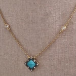 NWT Freida Rothman 14K Gold 925 Silver Turquoise Necklace With Cz Accents Blue Photo 0