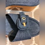 Impo  Denim Blue Buckle Sandals memory foam wooden platform Y2K denim gold buckle Photo 1