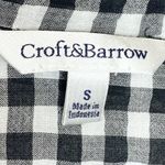 Croft & Barrow  Black & White Checker Plaid 3/4 Sleeve Button Up Top Size Small Photo 2