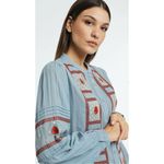 MAISON HOTEL NWT Ninette Navajo Blouse In Bleu Simple In Blue Size Large Photo 10