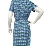 Max Studio S Blue Green Floral Border Hem Tie Waist Collared Dress Size Small Photo 2