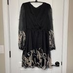 Cupshe Floral Print Chiffon Mini Dress Women's Medium Long Sleeves Black NEW Photo 3