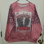 Pink Leopard Print Women's Sweater Crewneck Western Somebody's Problem Size XL Photo 1