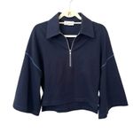 SAINTART Wide Sleeve Quarter Zip Sweatshirt Navy Small‎ Blue Photo 0