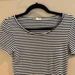 J.Crew  Black and White Striped Crew Neck Short Sleeve 100% Cotton Tee Top Small Photo 7