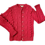 Vintage 50s Pink Irish Wool Knit Bubblegum Cardigan Sweater Photo 0