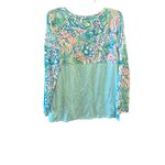 Lilly Pulitzer Finn Top M Aqua La Vista Coastal Jersey Long Sleeve Resortwear Photo 2