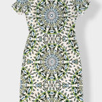 London Times  White‎ and green mandala dress Size 8 Photo 0