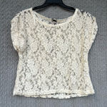 Poof Apparel Poof lace flower short sleeve shirt with black zipper size Small Photo 0