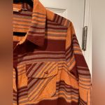 L.L. Bean Size XL Burgundy Coral Striped Flannel Button Down Shirt Size Pockets Pink Photo 4