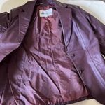 wilson's leather Vintage 90s Burgundy Leather Blazer Jacket Women's S/M Boxy Minimalist Style Photo 7
