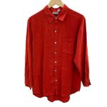 Chico's Vintage  Button Front Shirt sz 2‎ Large Pumpkin Orange Linen Fall Holiday Photo 1