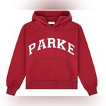 Parke Varsity Hoodie Sweatshirt Burgundy Red Spell Out Small/Medium Oversized Photo 5