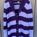 Lands' End  drifter women’s size medium dark purple and lilac cable knit cardigan Photo 0